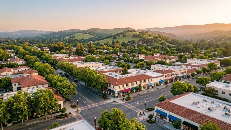 Aerial view of Los Altos, California — luxury real estate community